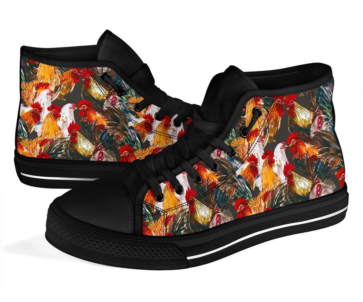 Farm Chicken Hen Pattern Print Men Women's High Top Shoes-grizzshop
