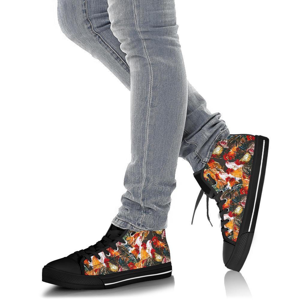 Farm Chicken Hen Pattern Print Men Women's High Top Shoes-grizzshop