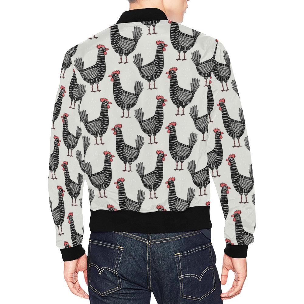Farm Chicken Pattern Print Men's Bomber Jacket-grizzshop