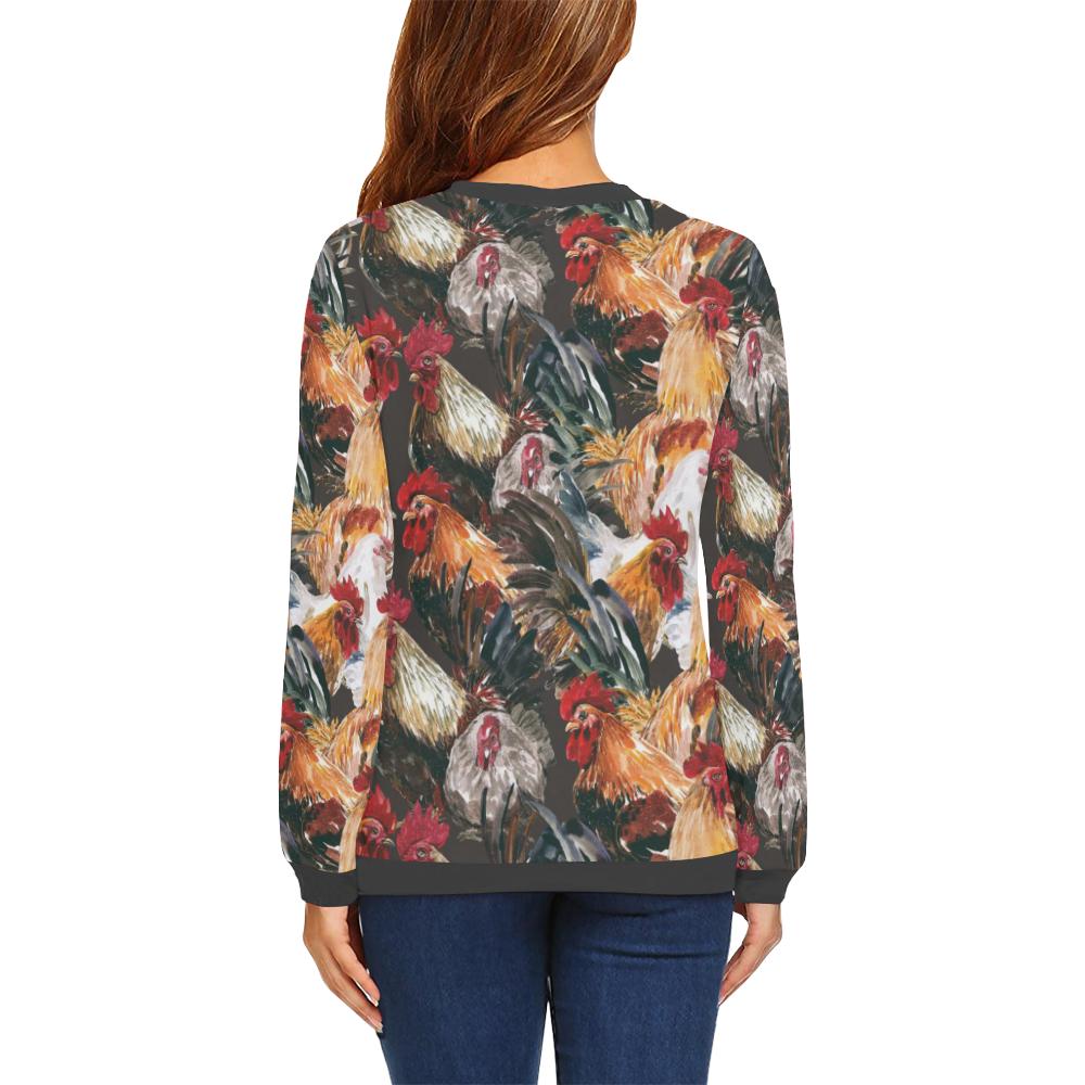 Farm Chicken Hen Pattern Print Women's Sweatshirt-grizzshop