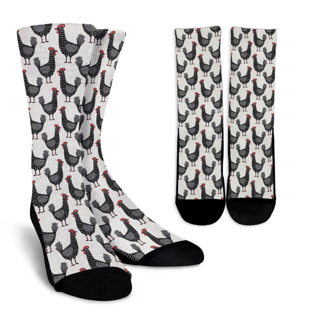 Farm Chicken Pattern Print Unisex Crew Socks-grizzshop