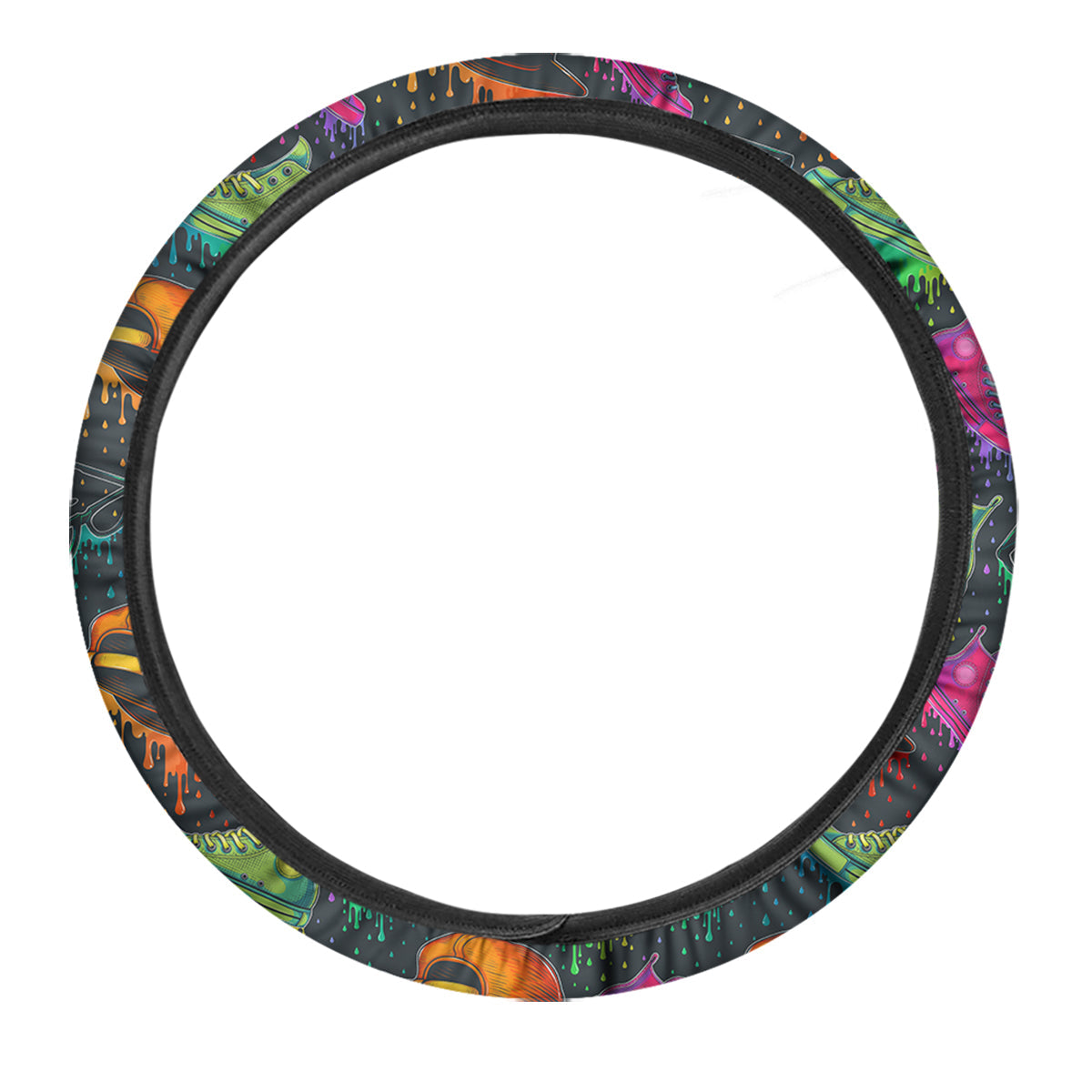 Fashion Colorful Print Pattern Car Steering Wheel Cover-grizzshop