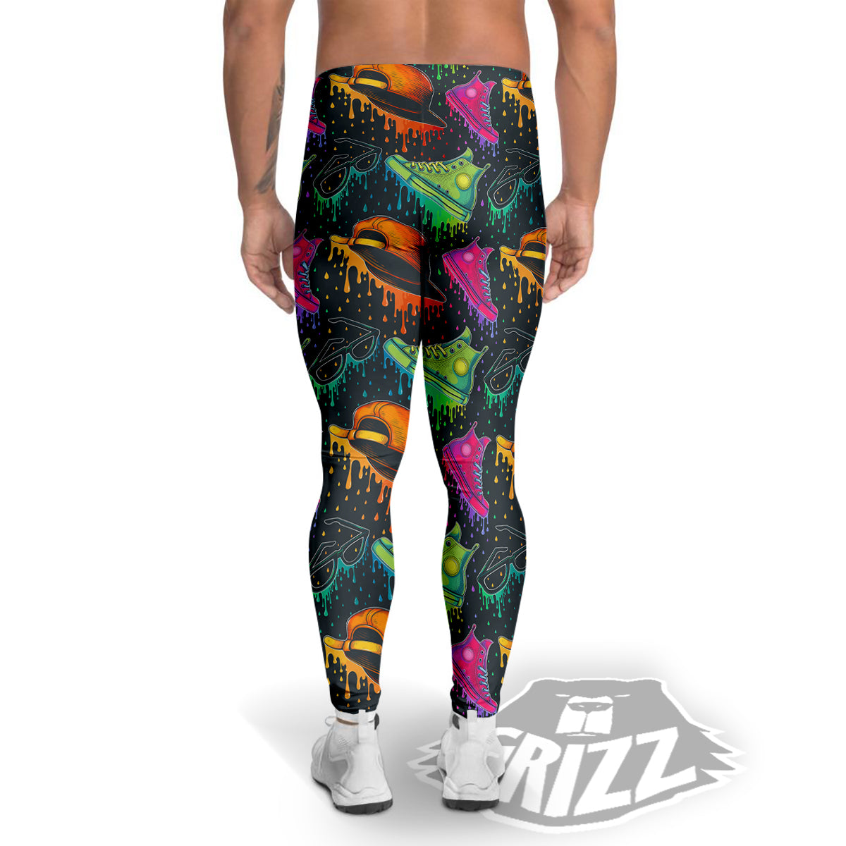 Fashion Colorful Print Pattern Men's Leggings-grizzshop