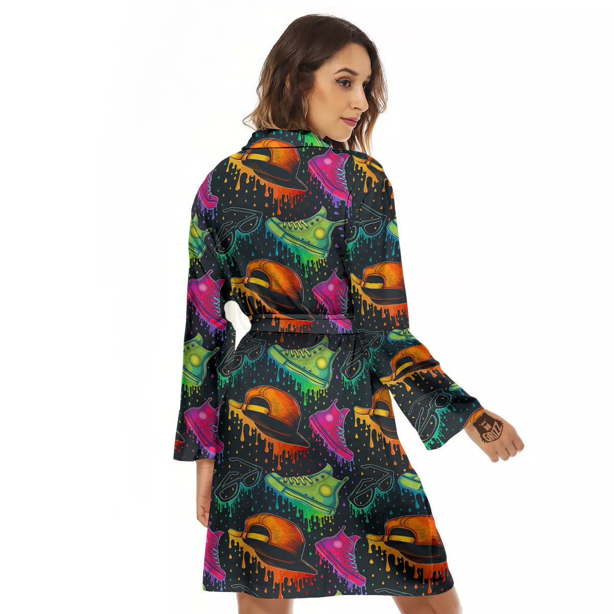 Fashion Colorful Print Pattern Women's Robe-grizzshop