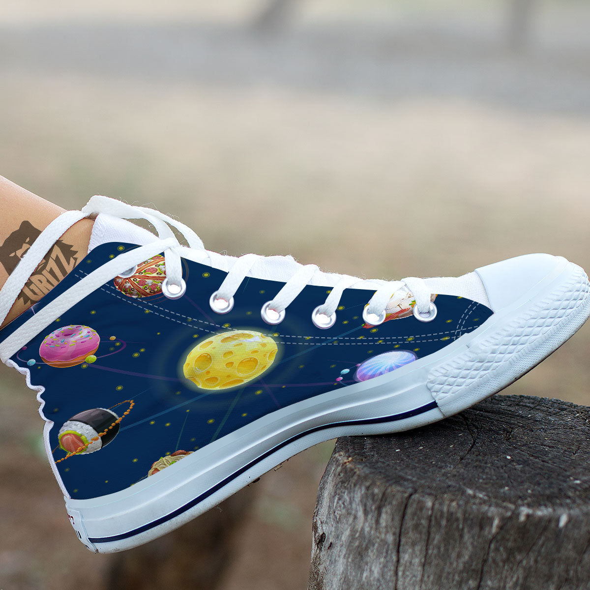 Fast Food Planets Set Print White High Top Shoes-grizzshop