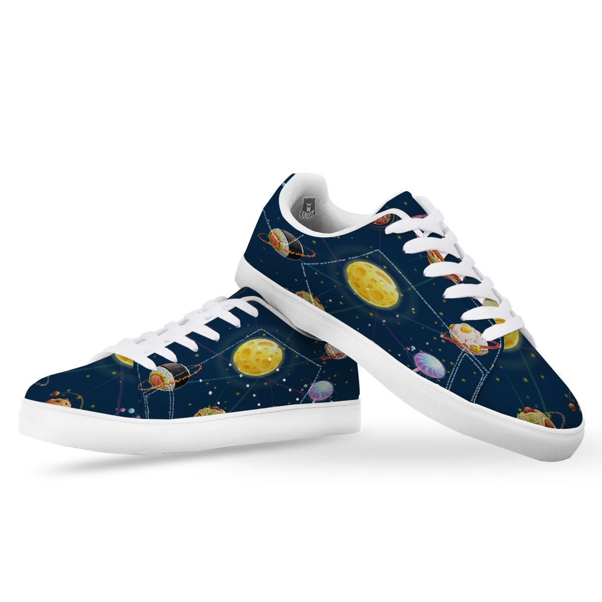 Fast Food Planets Set Print White Low Top Sneakers-grizzshop