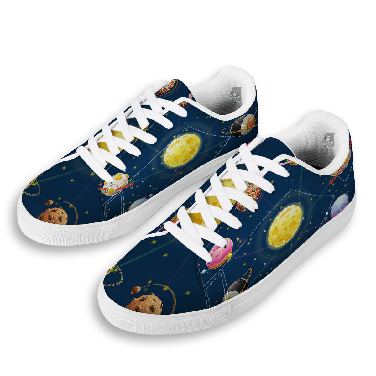 Fast Food Planets Set Print White Low Top Sneakers-grizzshop