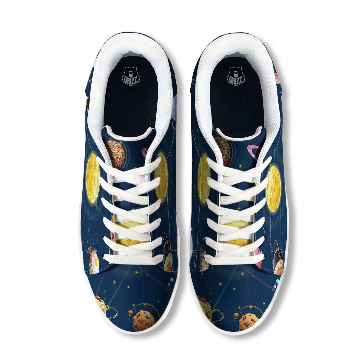 Fast Food Planets Set Print White Low Top Sneakers-grizzshop