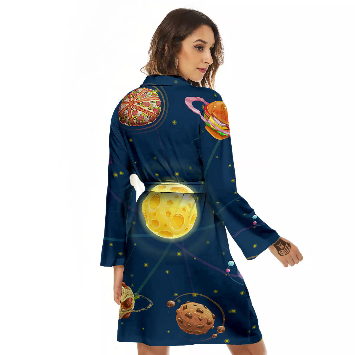 Fast Food Planets Set Print Women's Robe-grizzshop
