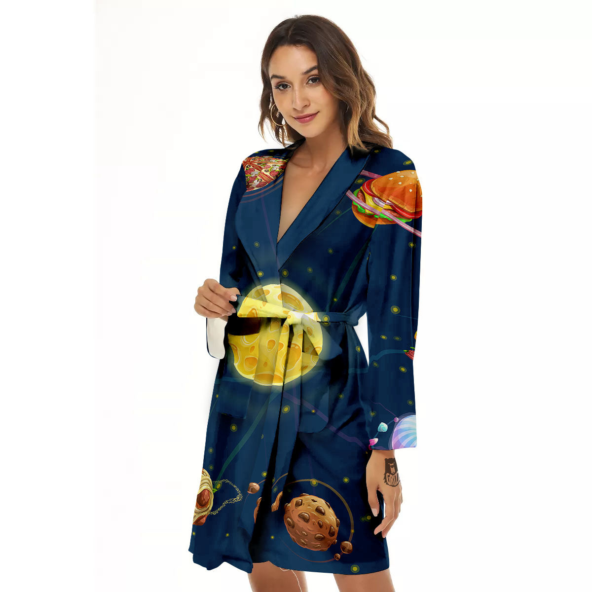 Fast Food Planets Set Print Women's Robe-grizzshop