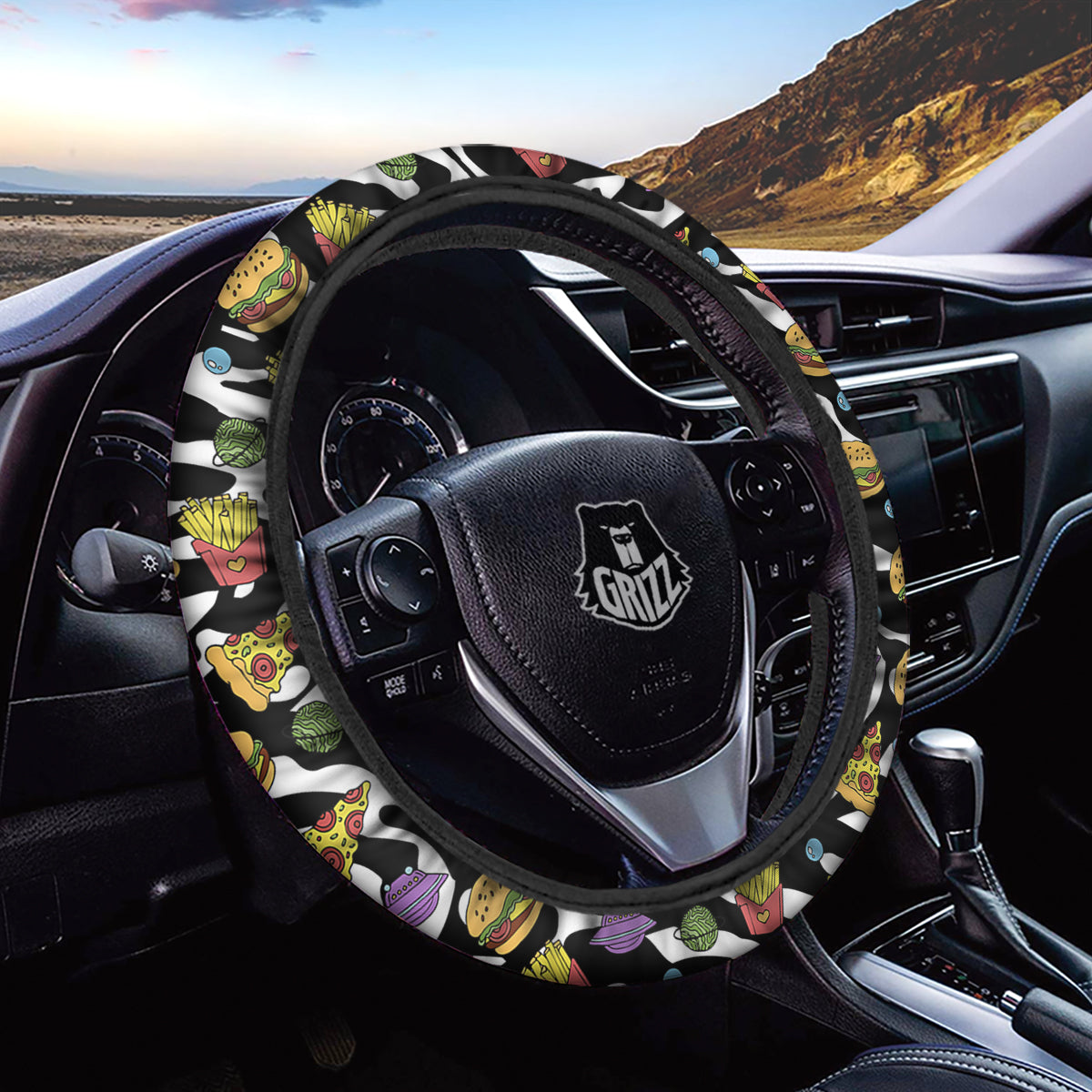 Fastfood Cute Zebra Print Pattern Car Steering Wheel Cover-grizzshop