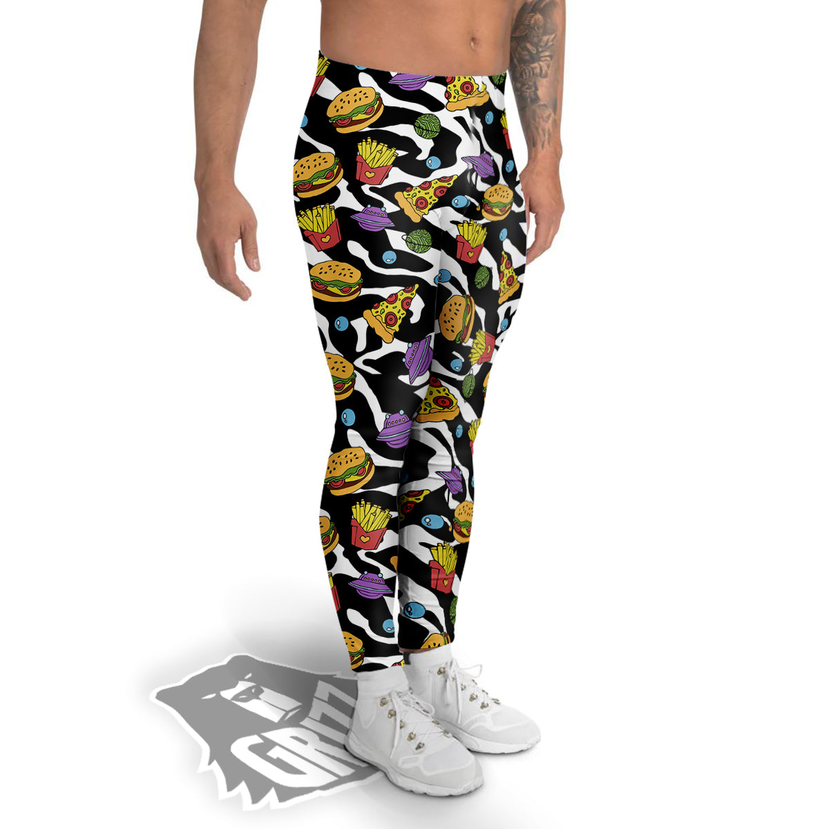 Fastfood Cute Zebra Print Pattern Men's Leggings-grizzshop