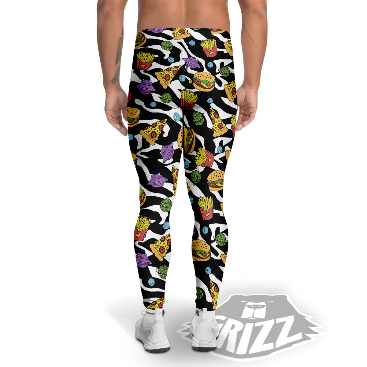 Fastfood Cute Zebra Print Pattern Men's Leggings-grizzshop