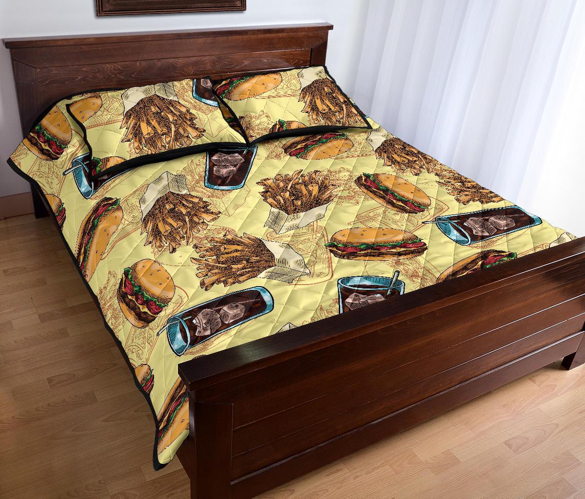 Fastfood Pattern Print Bed Set Quilt-grizzshop
