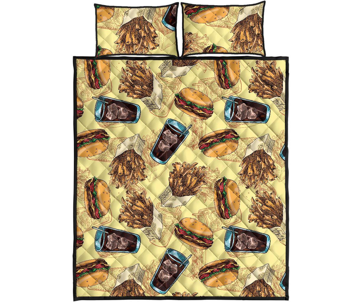 Fastfood Pattern Print Bed Set Quilt-grizzshop
