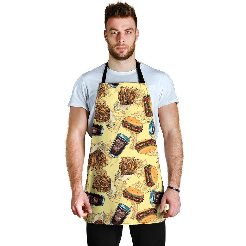 Fastfood Pattern Print Men's Apron-grizzshop