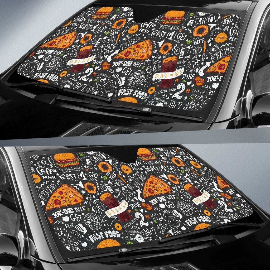 Fastfood Print Pattern Car Sun Shade-grizzshop
