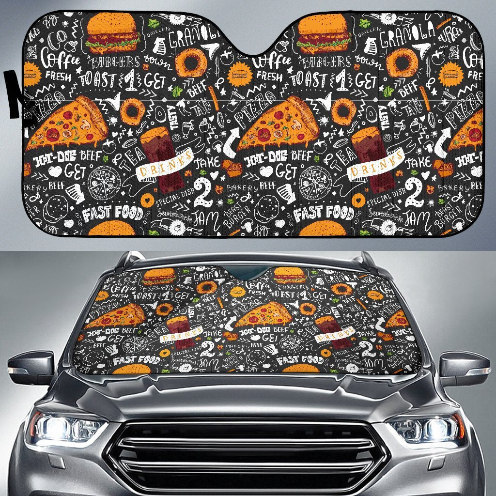 Fastfood Print Pattern Car Sun Shade-grizzshop