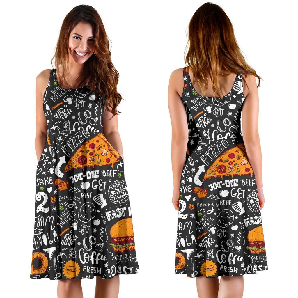 Fastfood Print Pattern Dress-grizzshop