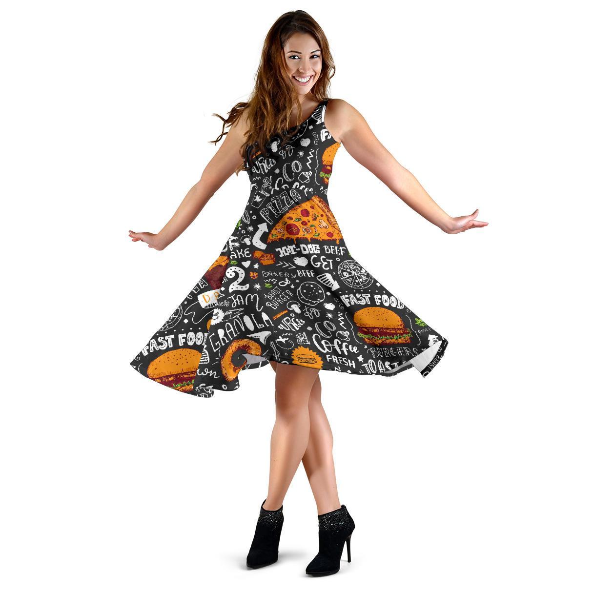Fastfood Print Pattern Dress-grizzshop