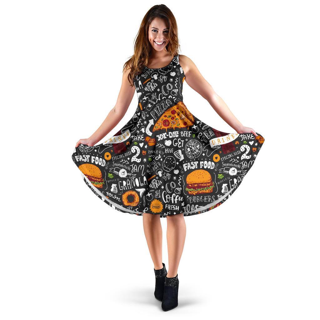 Fastfood Print Pattern Dress-grizzshop