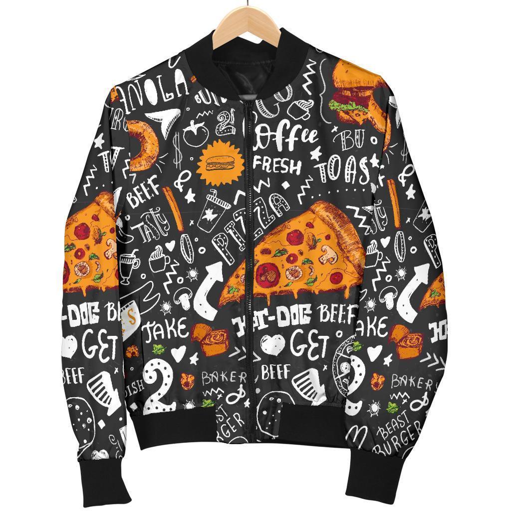 Fastfood Print Pattern Women Casual Bomber Jacket-grizzshop