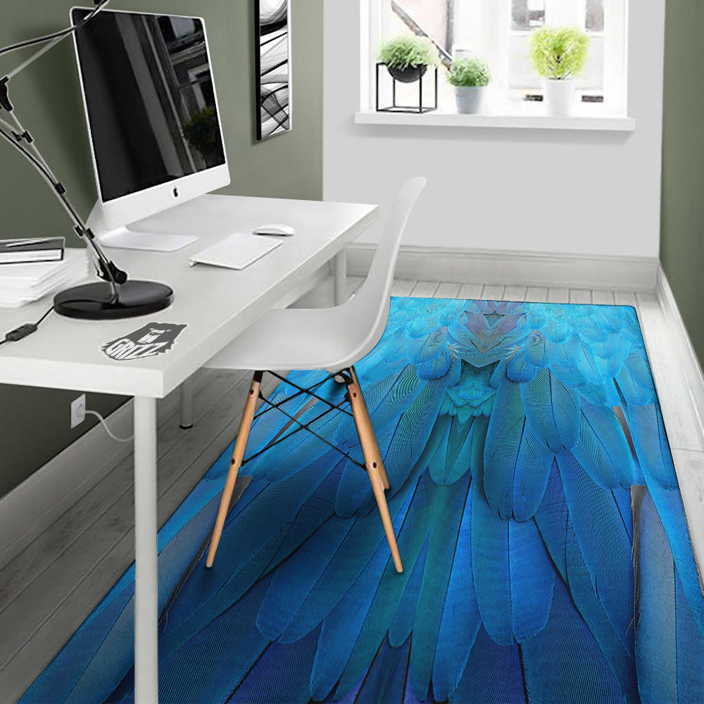 Feather Blue Print Floor Mat-grizzshop