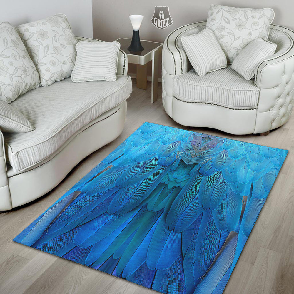 Feather Blue Print Floor Mat-grizzshop