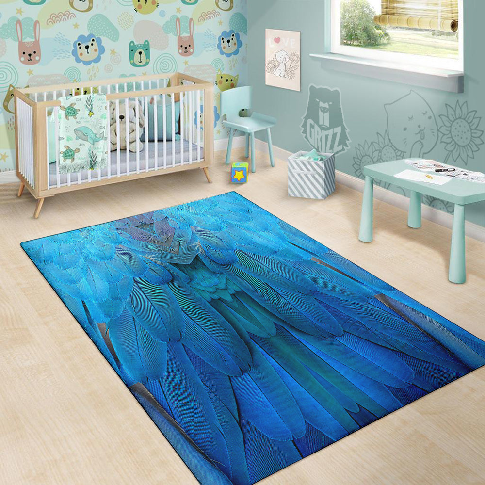 Feather Blue Print Floor Mat-grizzshop