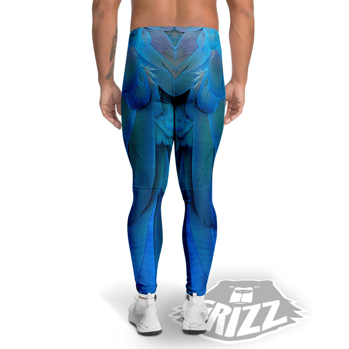 Feather Blue Print Men's Leggings-grizzshop