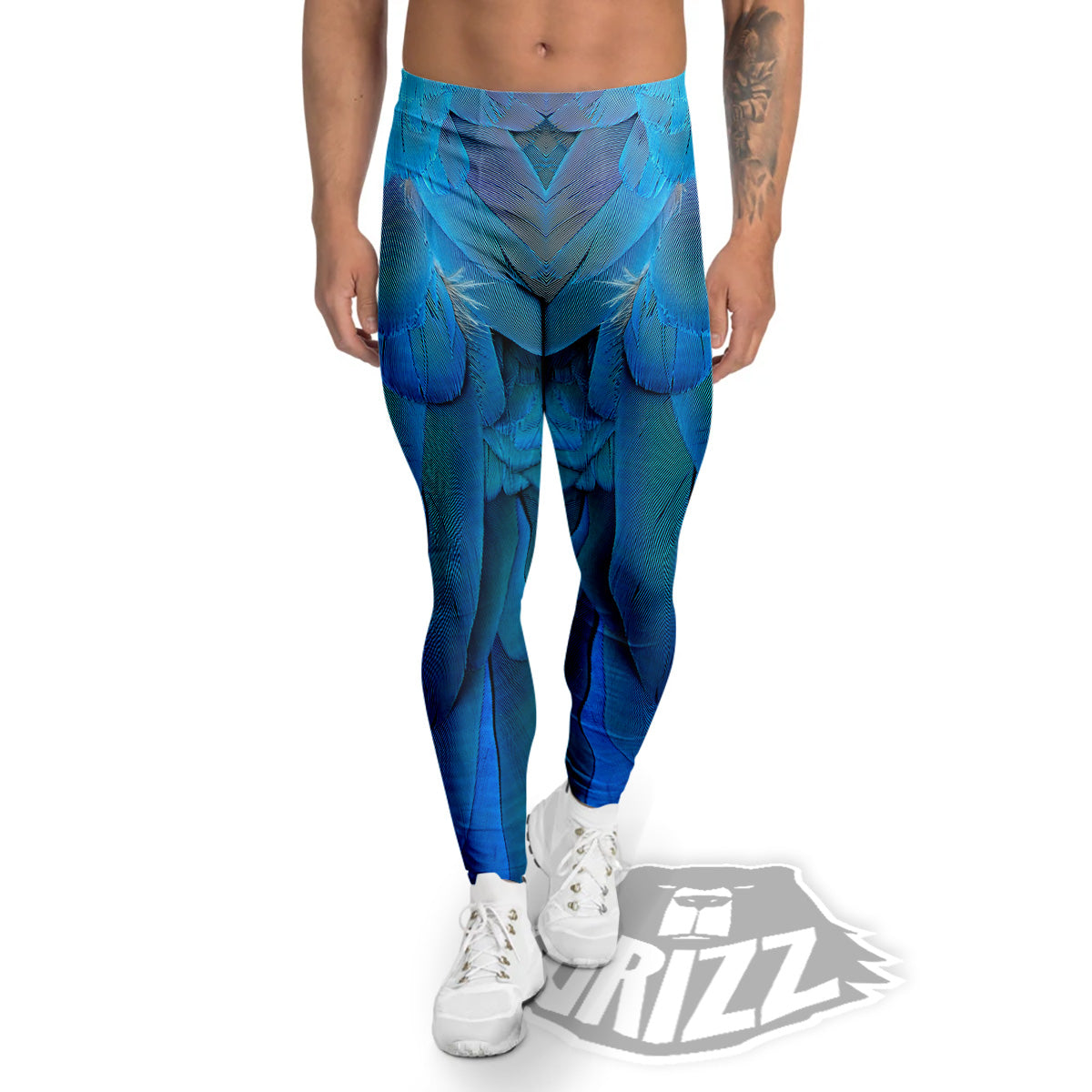 Feather Blue Print Men's Leggings-grizzshop