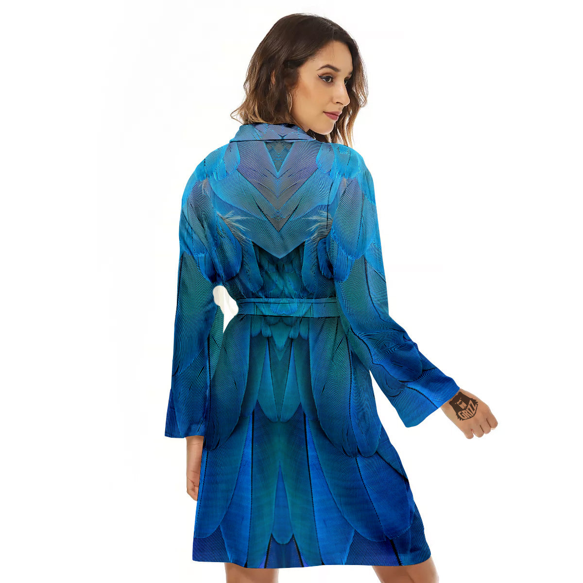 Feather Blue Print Women's Robe-grizzshop