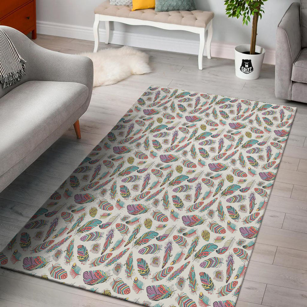 Feather Bohemian Print Pattern Floor Mat-grizzshop