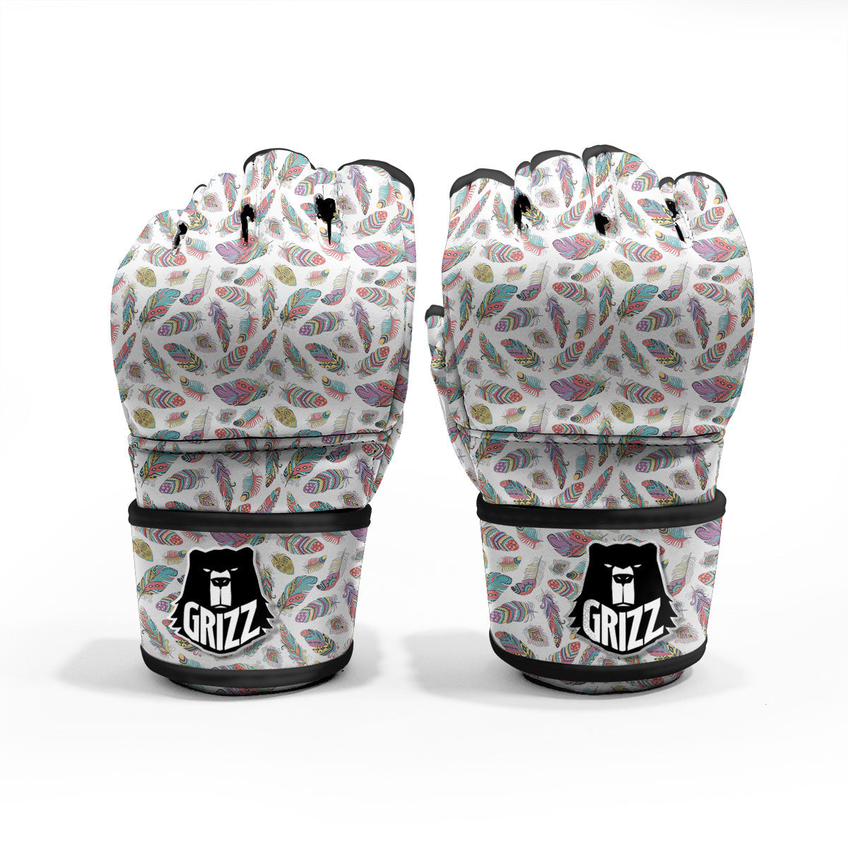 Feather Bohemian Print Pattern MMA Gloves-grizzshop
