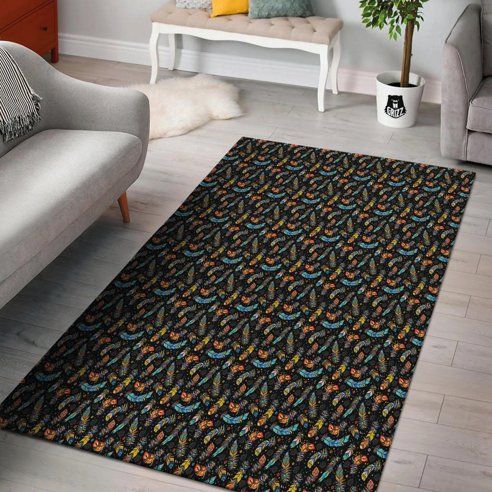 Feather Boho Print Pattern Floor Mat-grizzshop