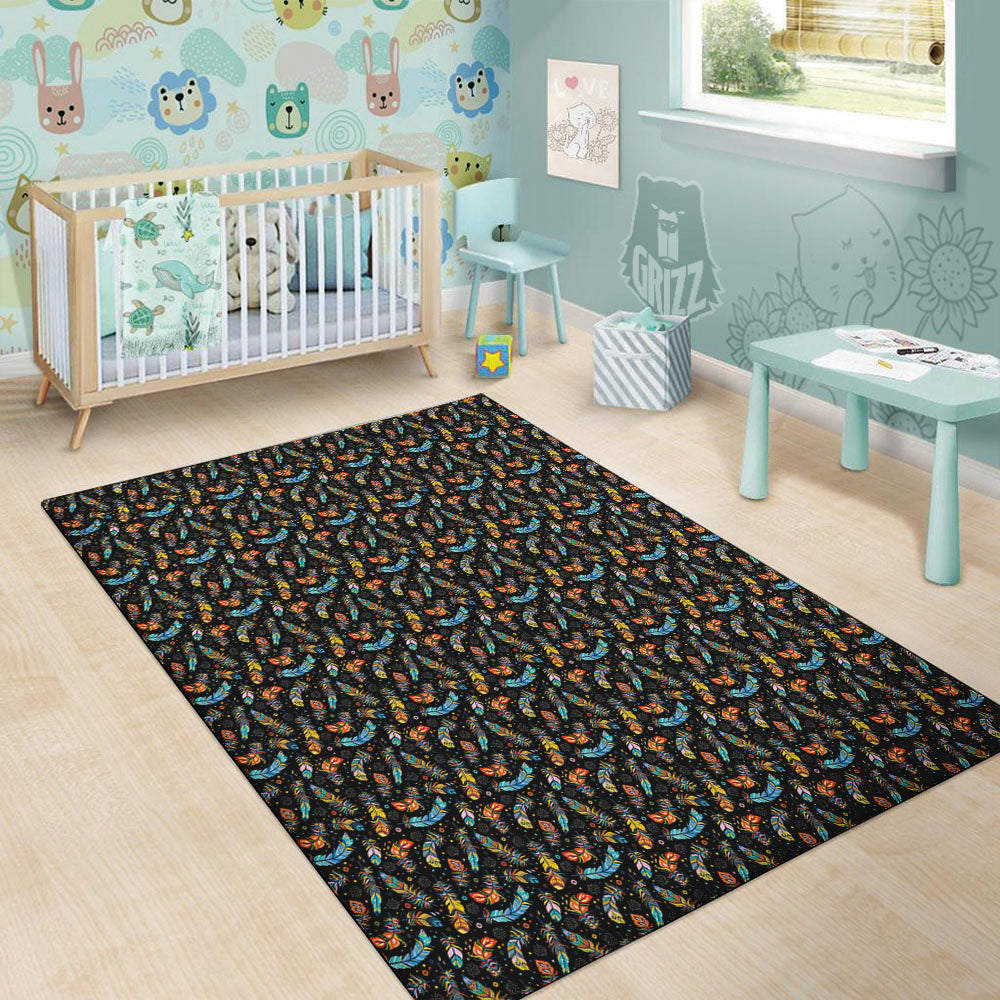 Feather Boho Print Pattern Floor Mat-grizzshop