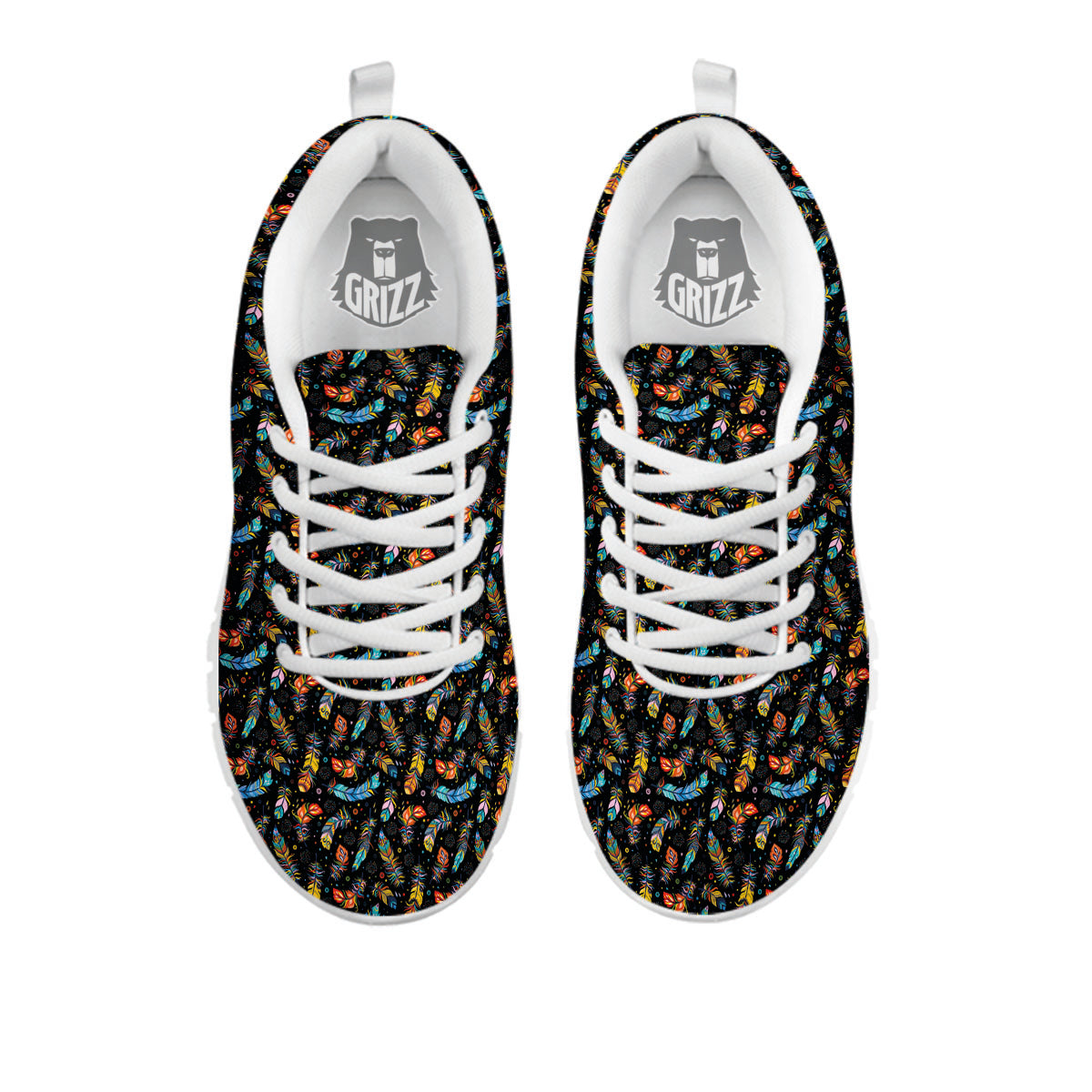 Feather Boho Print Pattern White Sneaker-grizzshop