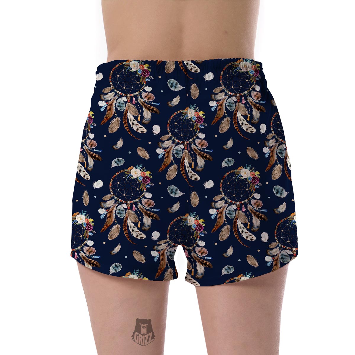 Feather Dream Catcher Blue Boho Women's Shorts-grizzshop