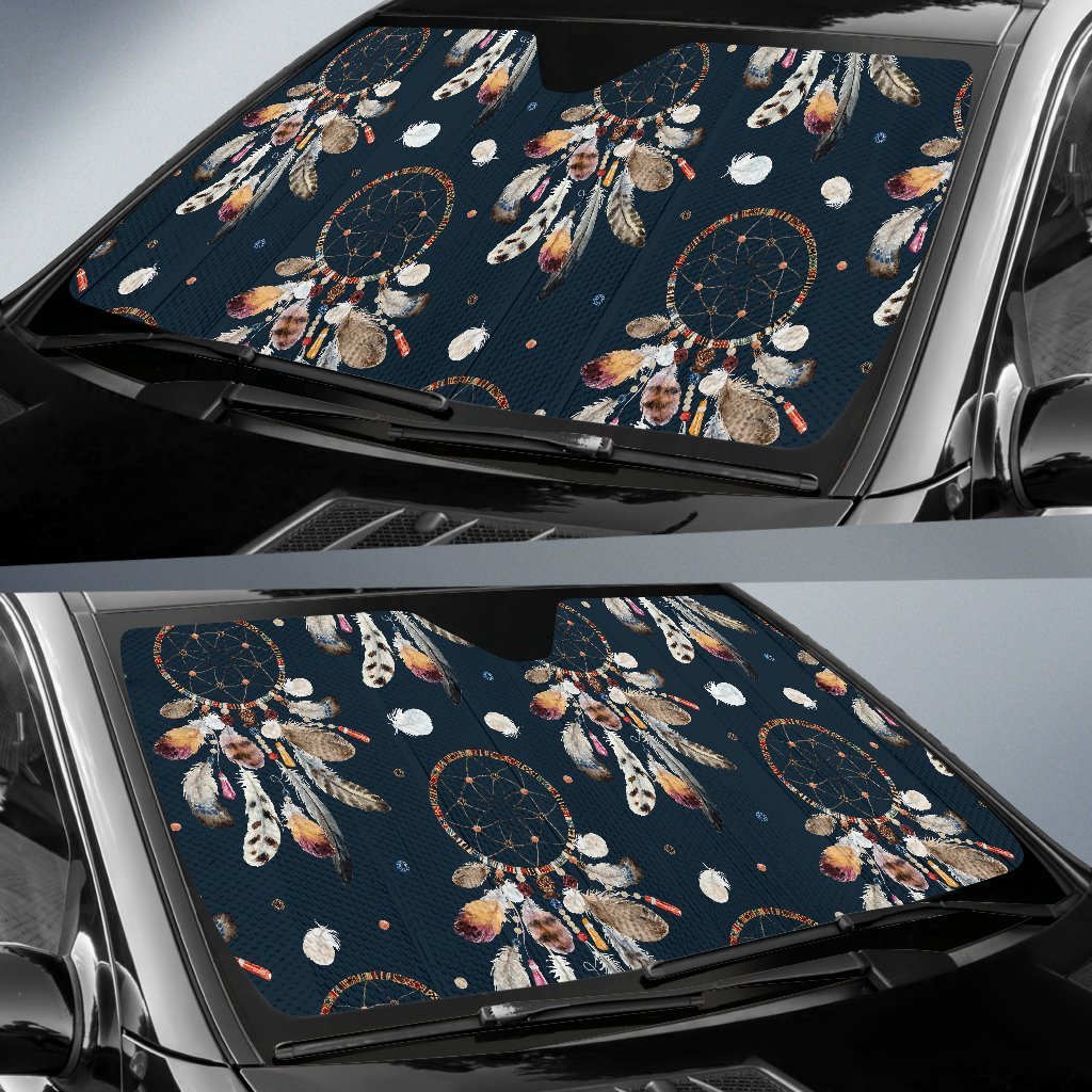 Feather Dream Catcher Boho Car Sun Shade-grizzshop