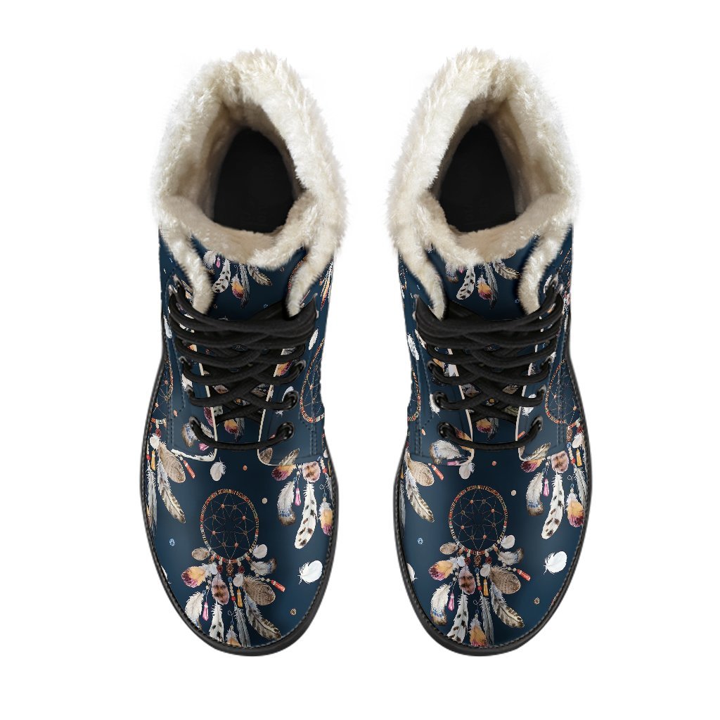 Feather Dream Catcher Boho Pattern Print Comfy Winter Boots-grizzshop