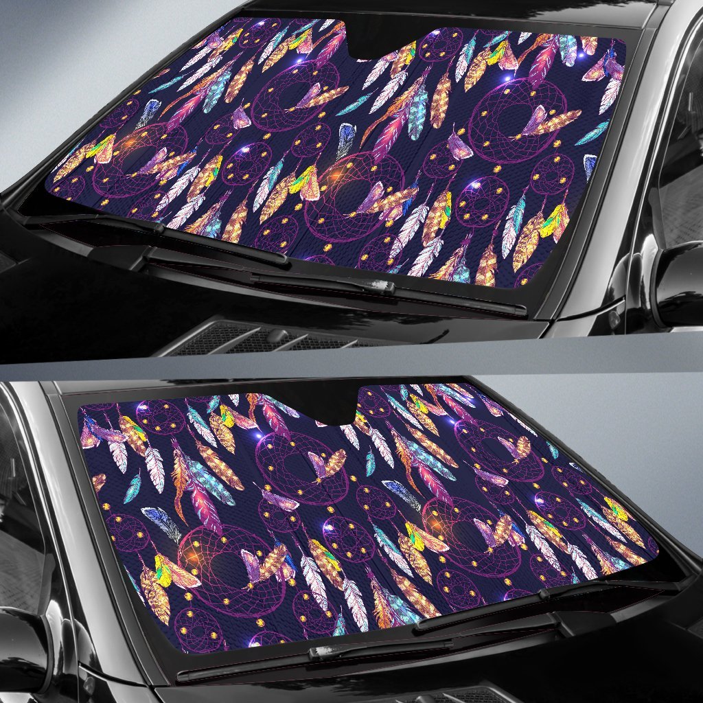 Feather Dream Catcher Vintage Car Sun Shade-grizzshop