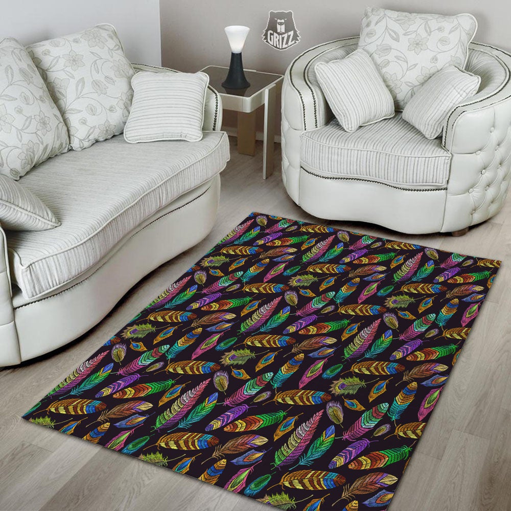 Feather Native Print Pattern Floor Mat-grizzshop