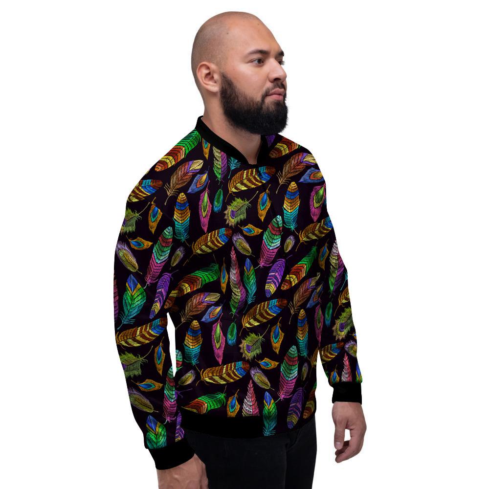 Feather Native Print Pattern Men's Bomber Jacket-grizzshop