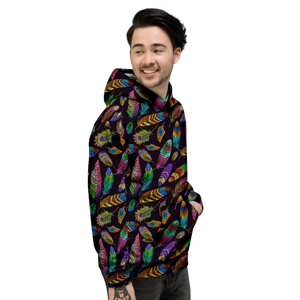 Feather Native Print Pattern Men's Hoodie-grizzshop