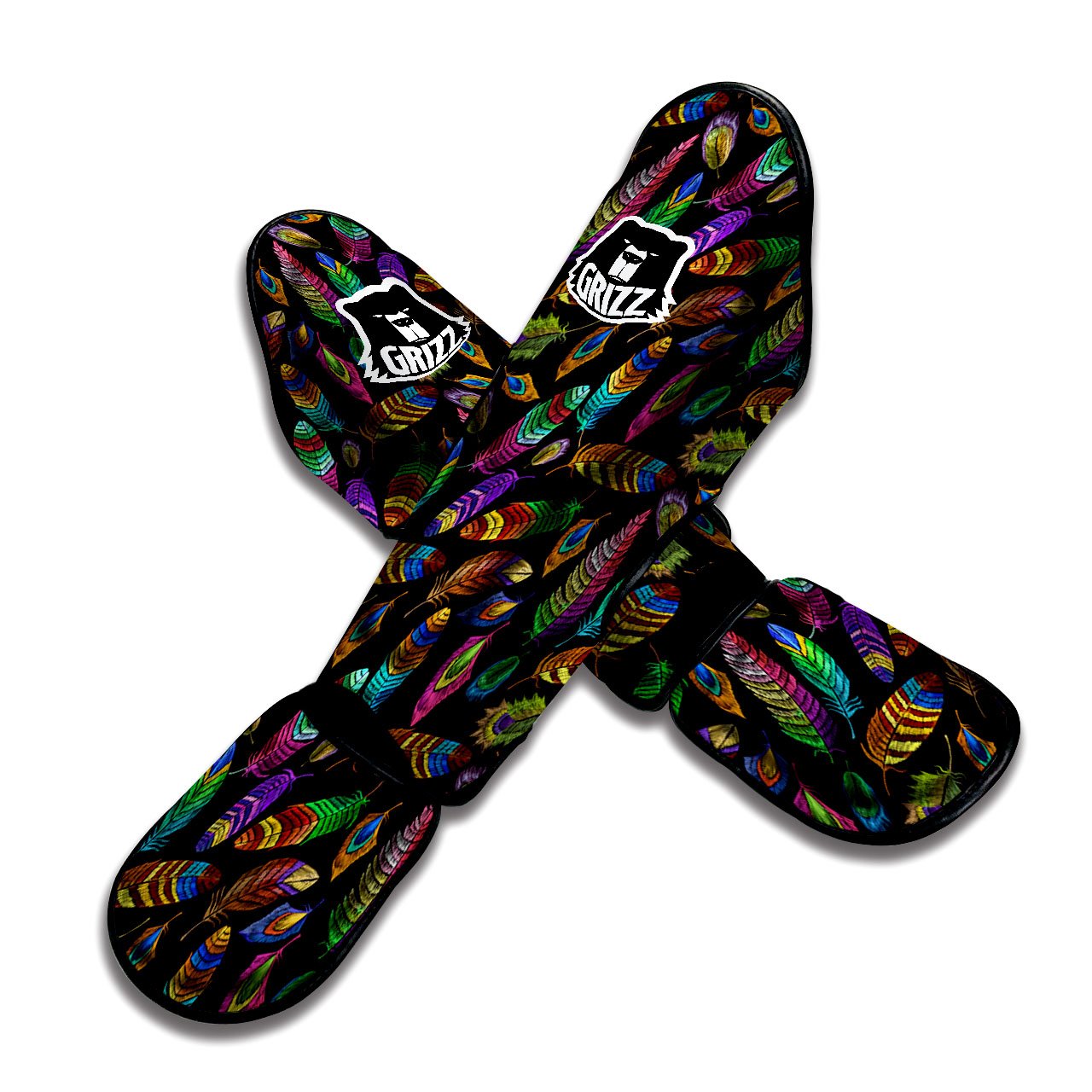 Feather Native Print Pattern Muay Thai Shin Guards-grizzshop