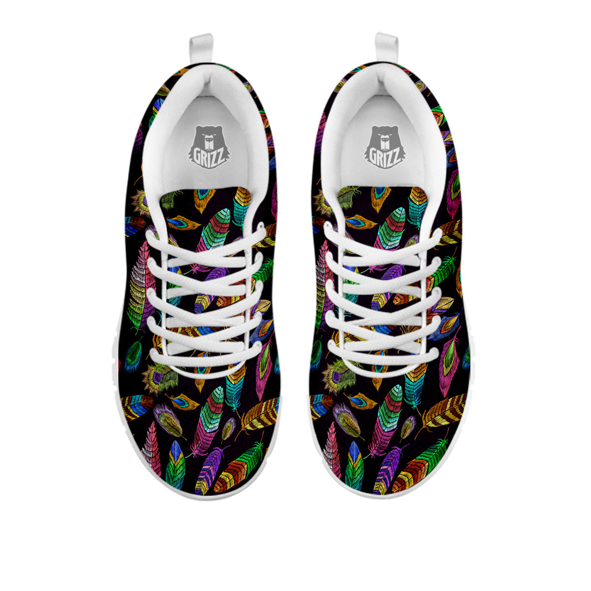 Feather Native Print Pattern White Sneaker-grizzshop