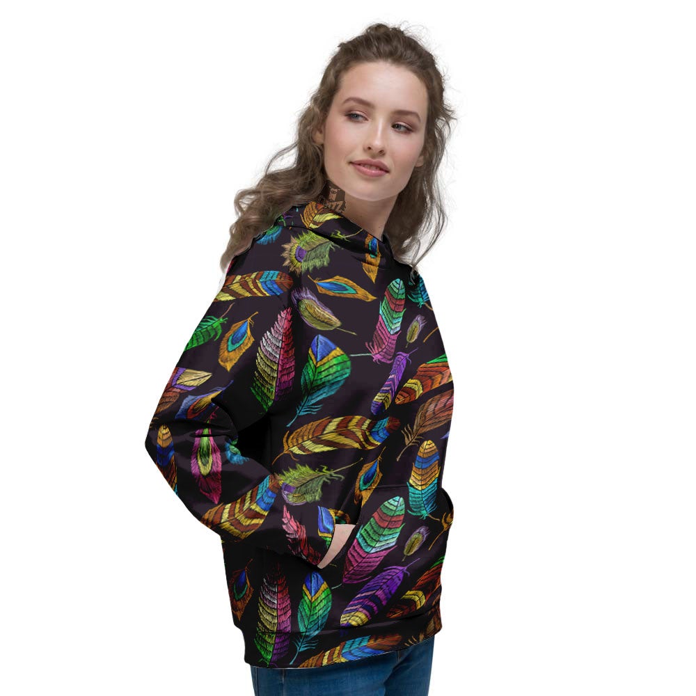 Feather Native Print Pattern Women's Hoodie-grizzshop