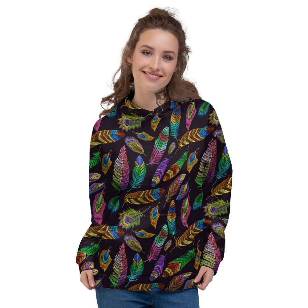 Feather Native Print Pattern Women's Hoodie-grizzshop