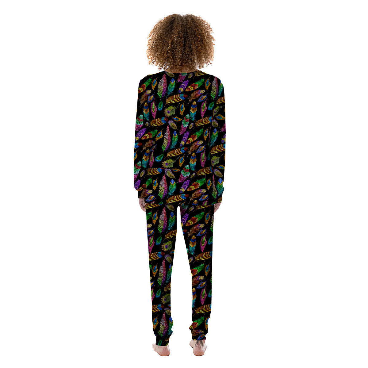 Feather Native Print Pattern Women's Pajamas-grizzshop