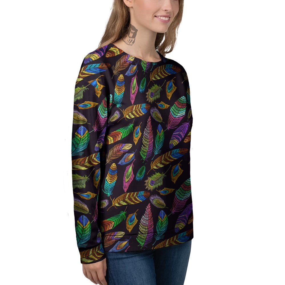 Feather Native Print Pattern Women's Sweatshirt-grizzshop
